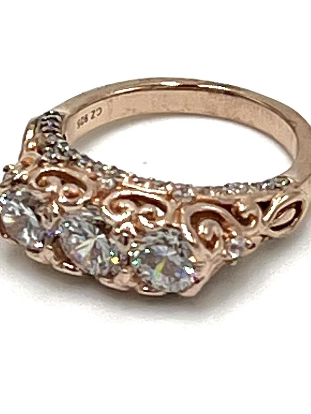 Rose Gold over Sterling Sulver PAJ CZ Ring Sz 7.75